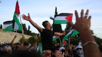 من مظاهرة تضامنية مع فلسطين في العاصمة اليونانية أثينا، 7 أيار/مايو 2024 (Getty)