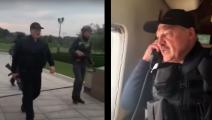 لوكاشينكو بلباس الميدان حاملاً بندقيته في مواجهة المتظاهرين (يوتيوب)