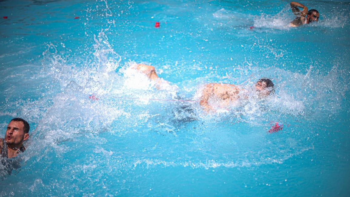 مسابقة السباحة للمكفوفين في مدينة حلب السورية