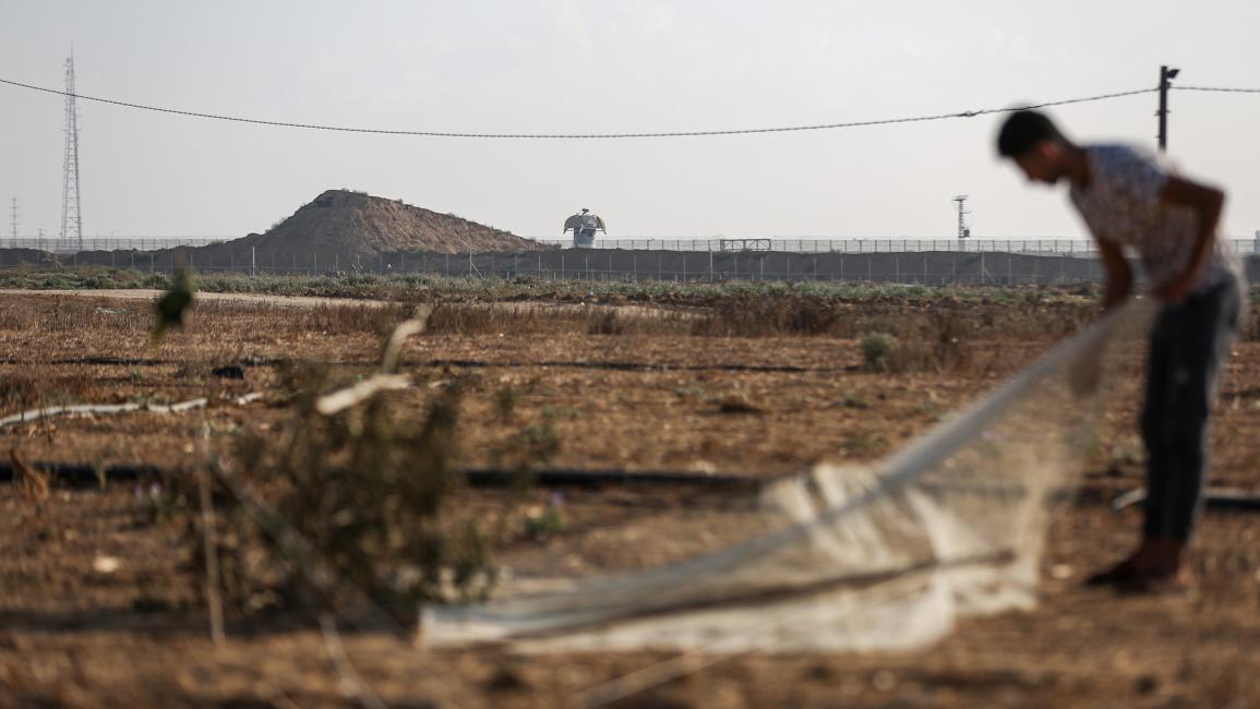 صيادو الطيور ينصُبون شباكهم وسط الأراضي الزراعية قُرْب الحدود الشرقية لمدينة خان يونس جنوبي قطاع غزة (علي جاد الله/الأناضول)