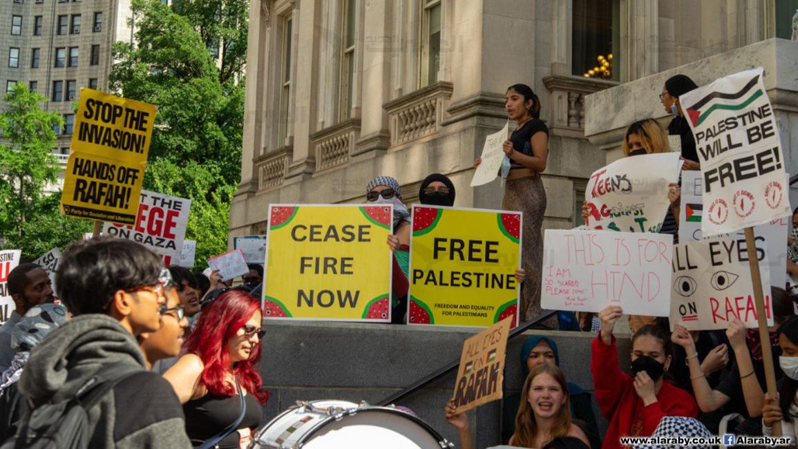 تظاهرة طلاب الثانوية في نيويورك من أجل إنهاء الدعم الأميركي لإسرائيل