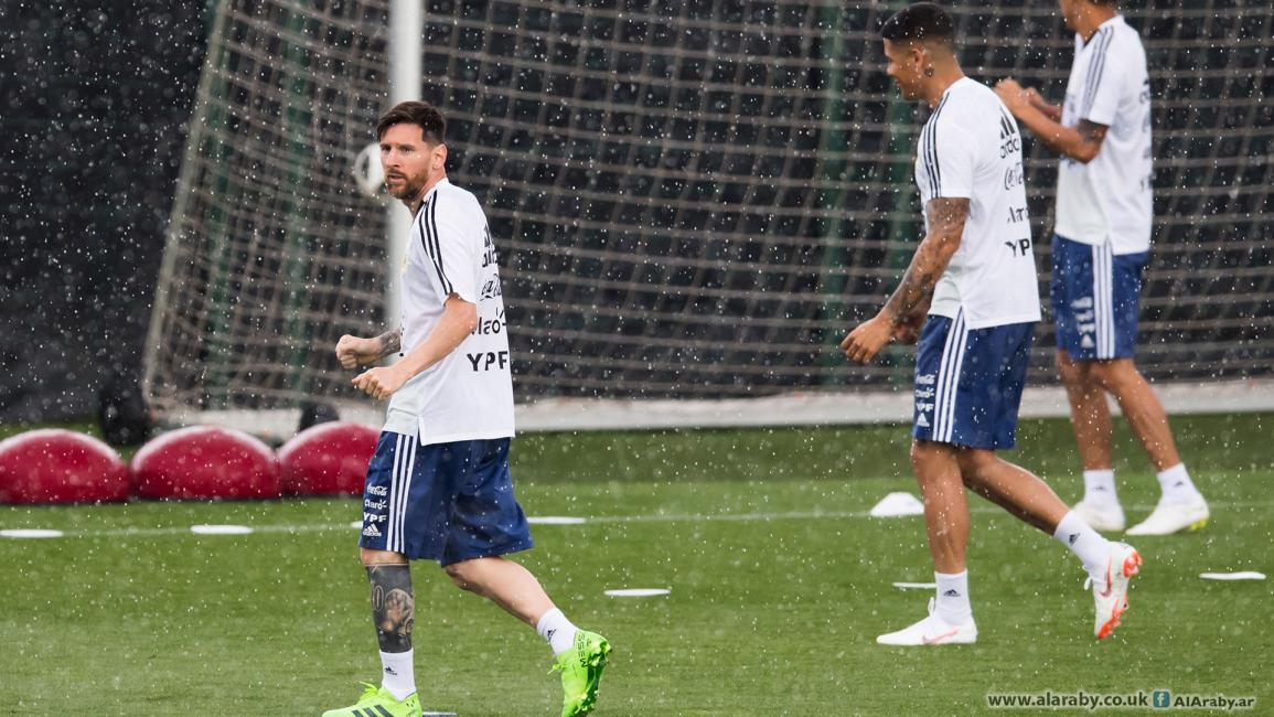 حصة تدريبات المنتخب الأرجنتيني تحت الأمطار
