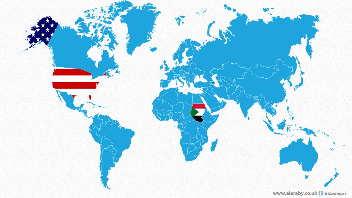 خريطتي السودان والولايات المتحدة الأمريكية