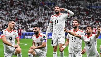 منتخب فلسطين في ملعب البيت في الخور في كأس اسيا، في 29 يناير 2023 (نوشاد ثكاييل/ Getty)