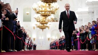 بوتين بمراسم بدء ولاية رئاسية خامسة، الثلاثاء الماضي (ألكسندر زيمليانيشينكو/رويترز)