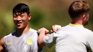 اللاعب الكوري هوانغ خلال تدريبات وولفرهامبتون في إسبانيا 10 يوليو 2024 (جاك توماس/Getty)