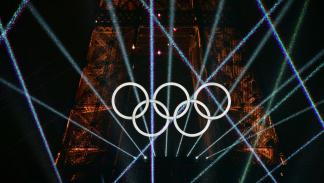 الحلقات الأولمبية خلال حفل افتتاح أولمبياد باريس، 26 يوليو/تموز 2024 (Getty)