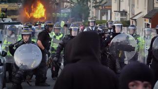 تصدي الشرطة لمظاهرة عنف وشغب في ساوثبورت، 30 يوليو 2024 (Getty)
