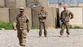 جنود أميركيون بقاعدة عسكرية جنوبي الموصل، 26 مارس 2020 (الأناضول)