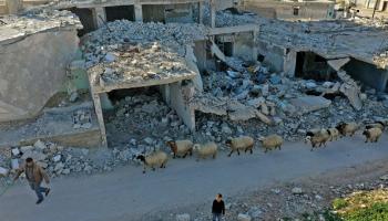 رعاة غنم في ريف حلب الغربي 3 مارس 2021 (Getty)