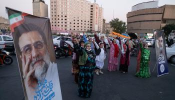 أنصار أمير حسين قاضي زادة في انتخابات إيران 2021 (Getty)