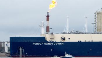 سفينة لنقل الغاز الروسي المسال/ فرنسا 10 مارس 2022 (فرانس برس)
