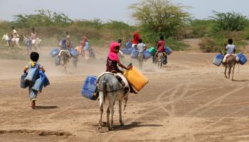أطفال يسعون لجلب المياه في قرية حيس بالحديدة، 22 يوليو 2023 (خالد زياد/ فرانس برس)