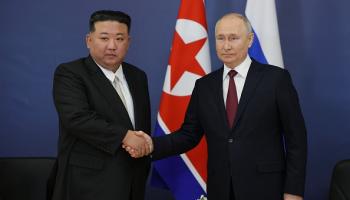 بوتين وكيم جونغ أون في قاعدة فوستوتشني 13 سبتمبر 2023 (Getty)