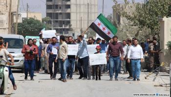 احتجاجات معلمين في ريف حلب الشمالي في سورية 2 (العربي الجديد)