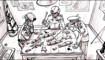 كاريكاتير غرفة الحرب الاسرائيلية / حجاج