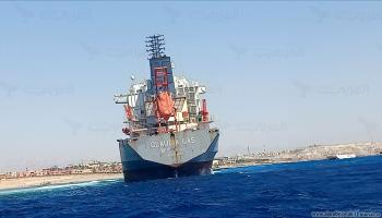 جنوح سفينة في خليج العقبة المصري (وسائل التواصل)