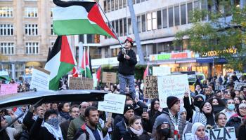 جانب من مظاهرة في فرانكفورت دعماً لفلسطين، 3 تشرين الثاني/ نوفمبر 2023 (Getty)