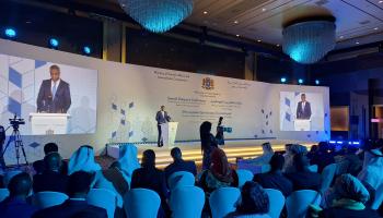 رئيس وزراء الصومال خلال مؤتمر الشتات في الدوحة (العربي الجديد) 