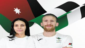 الشرباتي وراما أبو الرب في صورة ترويجية قبل الأولمبياد (اللجنة الأولمبية الأردنية)