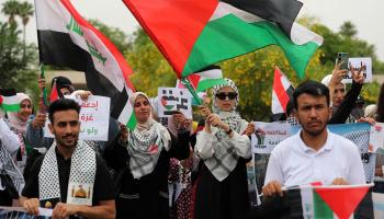 تظاهرة دعم لقطاع غزة في العراق - 5 مايو 2024 (أحمد الربيعي/ فرانس برس)