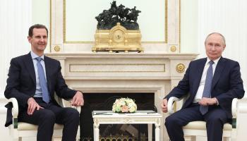بوتين يتباحث والأسد في الكرملين في موسكو ( 24/7/2024 Getty)