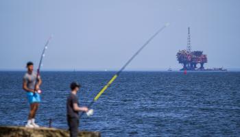 حقل برنت النفطي في أسكتلندا، 15 أبريل 2024،(إيان فورسايث/ Getty)