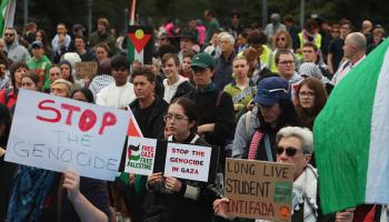 تظاهرة تضامن مع غزة أمام جامعة سيدني - أستراليا - 3 مايو 2024 (ليزا ماري ويليامز/ Getty)