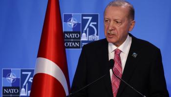 أردوغان خلال مؤتمر صحفي في ختام قمة الأطلسي بواشنطن، 11 يوليو 2024 (الأناضول)