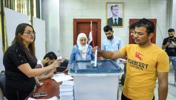 مركز اقتراع في انتخابات مجلش الشعب في سورية، حلب 15 يوليو 2024 (فرانس برس)