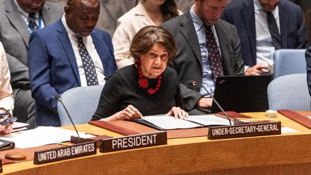 مسؤولة الشؤون السياسية بالأمم المتحدة روزماري ديكارلو في مجلس الأمن 25 يناير 2024 (Getty)