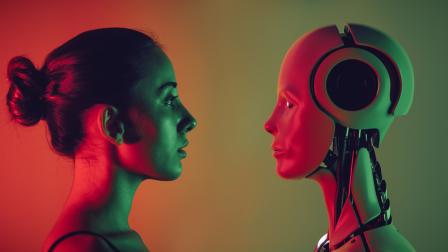 الروبوت والإنسان، 23 يونيو 2022 (Getty)