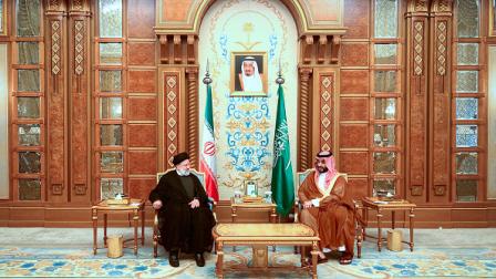 خلال لقاء بن سلمان بالرئيس الإيراني الراحل إبراهيم رئيسي في الرياض 11 نوفمبر 2023 (Getty)