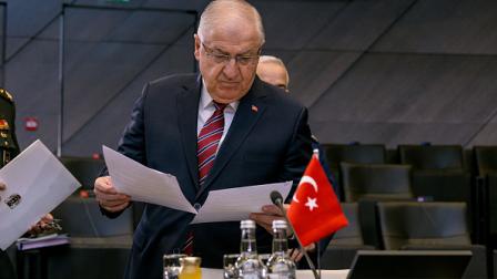 وزير الدفاع التركي في في مقر الناتو ببلجيكا، 15 فبراير 2024(Getty)