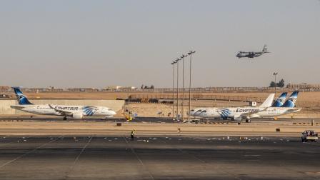 طائرات مصر للطيران على مدرج مطار القاهرة الدولي، 3 يونيو، 2024 (أمير مكار/ فرانس برس)