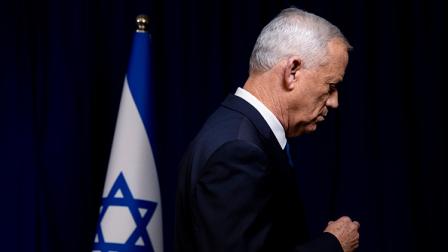 بيني غانتس خلال تقديم استقالته من حكومة الحرب الإسرائيلية، 9 يونيو 2024 (Getty)