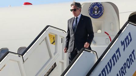 وزير الخارجية الأميركي أنتوني بلينكن يصل إلى مطار بن غوريون في تل أبيب 11/6/2024 (جاك غويز/فرانس برس)