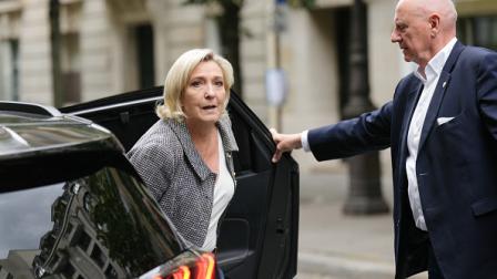 زعيمة حزب التجمع الوطني الفرنسي مارين لوبان، باريس 8 يوليو 2024 (ديميتار ديلكوف/فرانس برس)