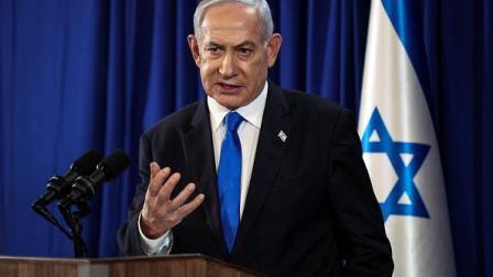 نتنياهو خلال مؤتمر صحافي في تل أبيب، 13 يوليو 2024 (فرانس برس)