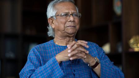 بنغلادش - الدكتور محمد يونس أثناء مقابلة في دكا/ 3 يونيو 2024 (Getty)