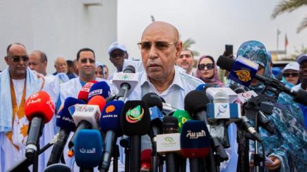 رئيس موريتانيا محمد ولد الغزواني بمؤتمر صحافي، 29- 6- 2024 (رويترز)