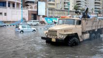 منطقة رشدى بالإسكندرية على الكورنيش تغمرها مياه الأمطار