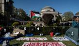 أعلام فلسطين في اعتصام طلاب جامعة كولومبيا (ستيفاني كيث/Getty)
